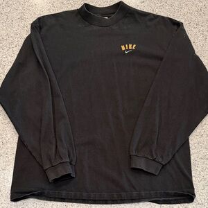 Vintage 90s Nike Black Long Sleeve Shirt Oversized/Boxy Size XL